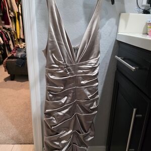 Nicole Miller Backless Ruched Dress - Silver